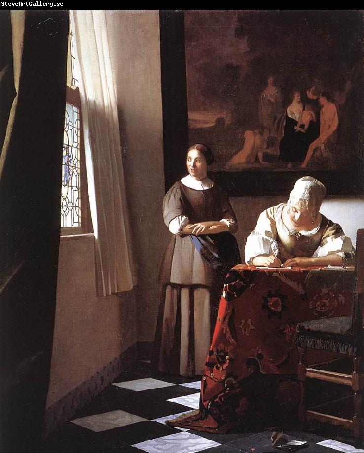 Jan Vermeer Lady Writing a Letter with Her Maid